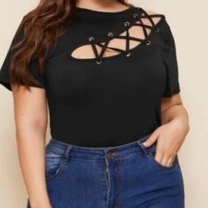Plus size Lace Up Top